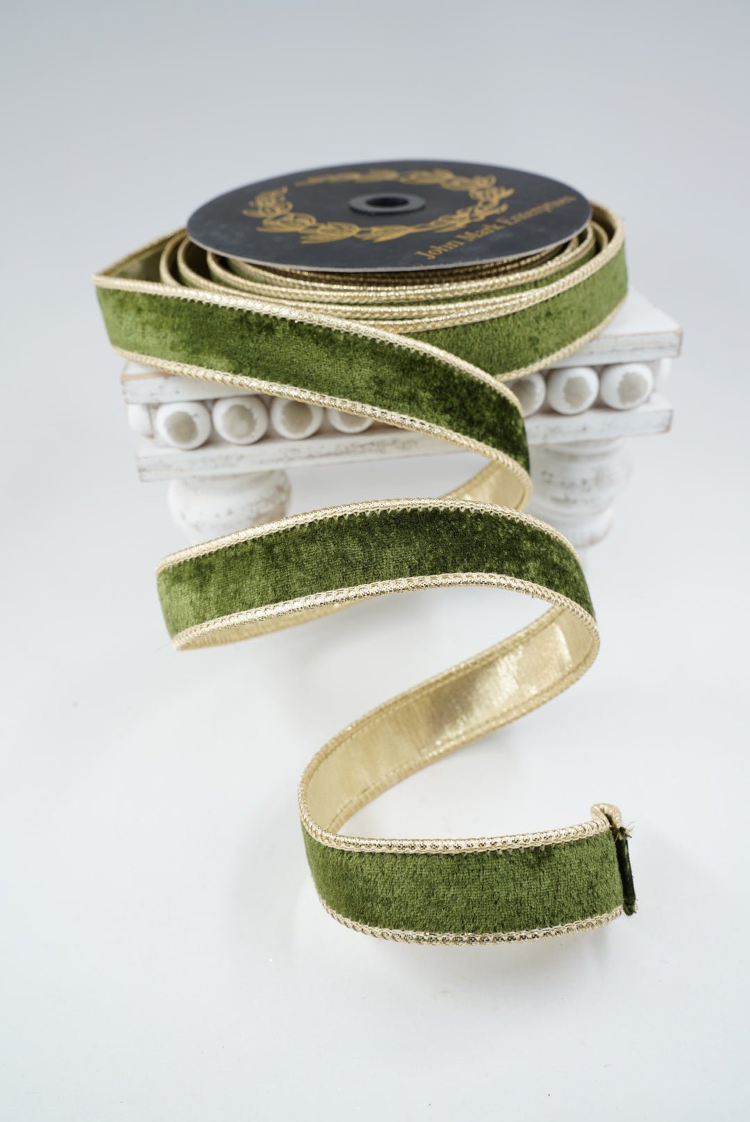 John Mark, Dark Green Velvet Wired Ribbon - 1" - Greenery MarketWired RibbonJME-WN25-021-DKGRN-1
