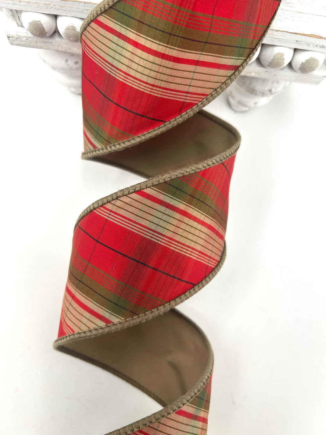 John Mark, Diagonal Plaid, Wired Ribbon - 2.5” - Greenery MarketWired RibbonJME-WN25-099-RED-2.5