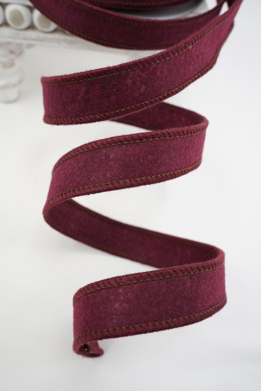 John Mark, Eggplant, Felted Wired Ribbon - 1" - Greenery MarketWired RibbonJME-WN25-005-EGP-1