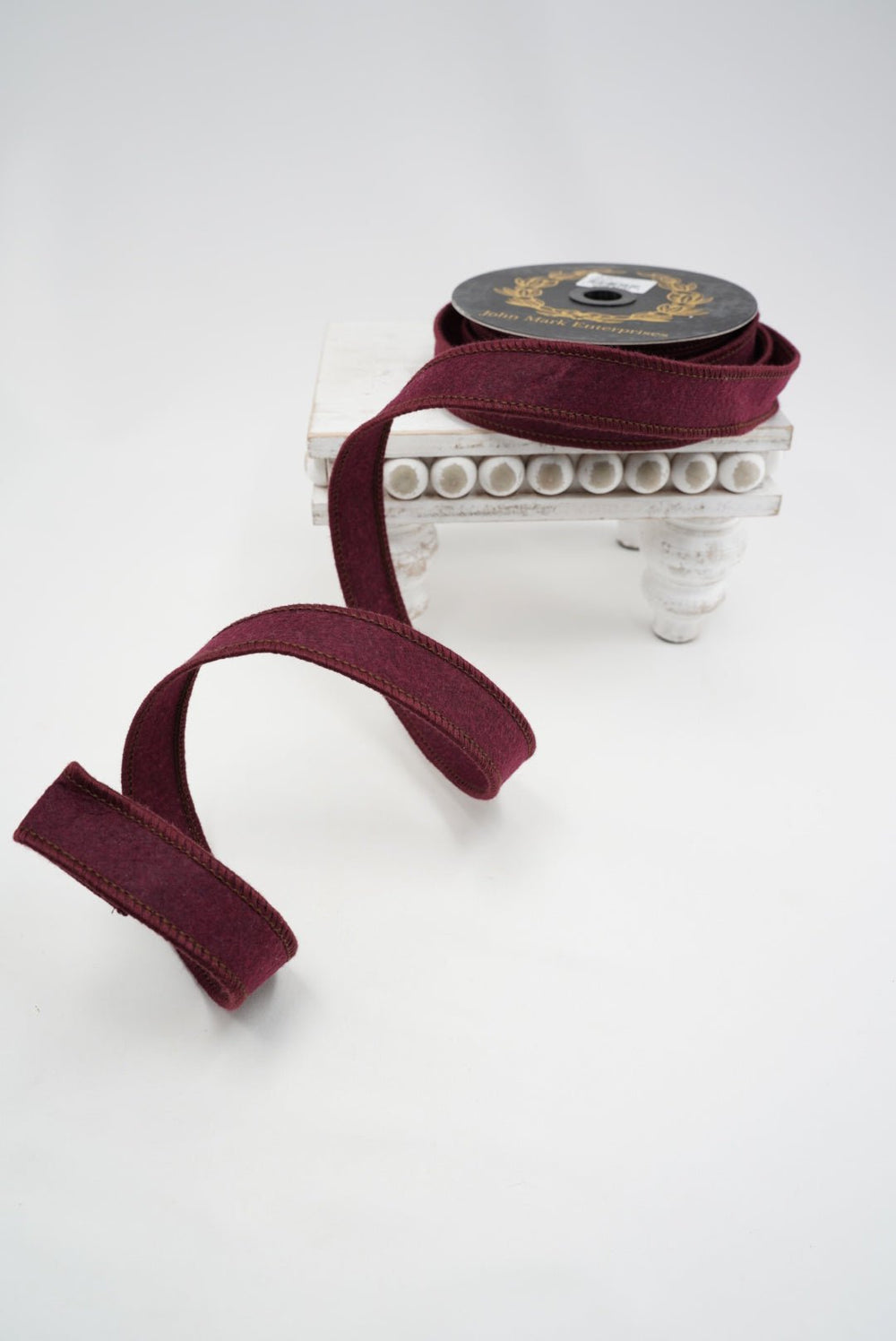 John Mark, Eggplant, Felted Wired Ribbon - 1" - Greenery MarketWired RibbonJME-WN25-005-EGP-1