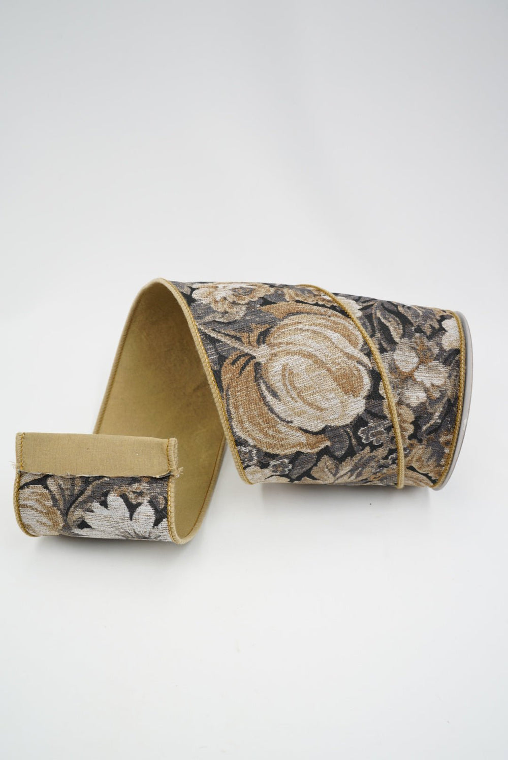 John Mark, Floral Pumpkin Wired Ribbon - 4" - Greenery MarketWired RibbonJME-WN25-150-TAUPE-4