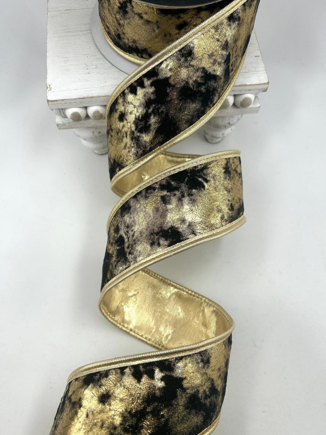 John Mark, Gold Foil Velvet Wired Ribbon 2.5” - Greenery MarketWired RibbonJME-WN25-212-BK/GOLD-2.5