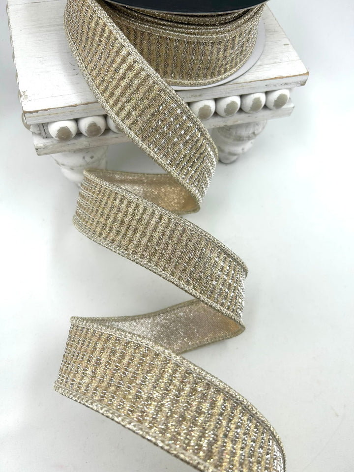 John Mark, Gold Square Dupion Trim Wired Ribbon - 1.5" - Greenery MarketWired RibbonJME-WN25-072-GOLD-1.5