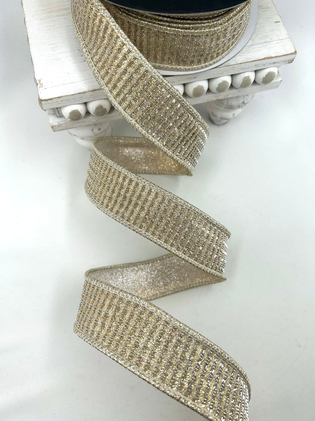 John Mark, Gold Square Dupion Trim Wired Ribbon - 1.5" - Greenery MarketWired RibbonJME-WN25-072-GOLD-1.5