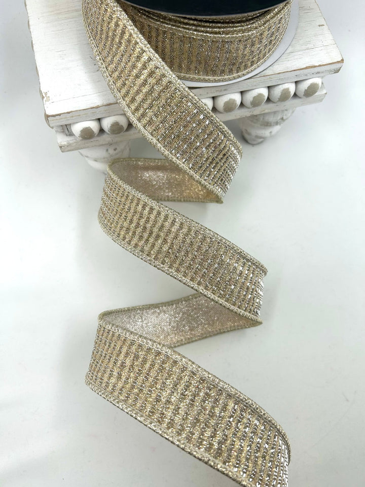John Mark, Gold Square Dupion Trim Wired Ribbon - 1.5" - Greenery MarketWired RibbonJME-WN25-072-GOLD-1.5