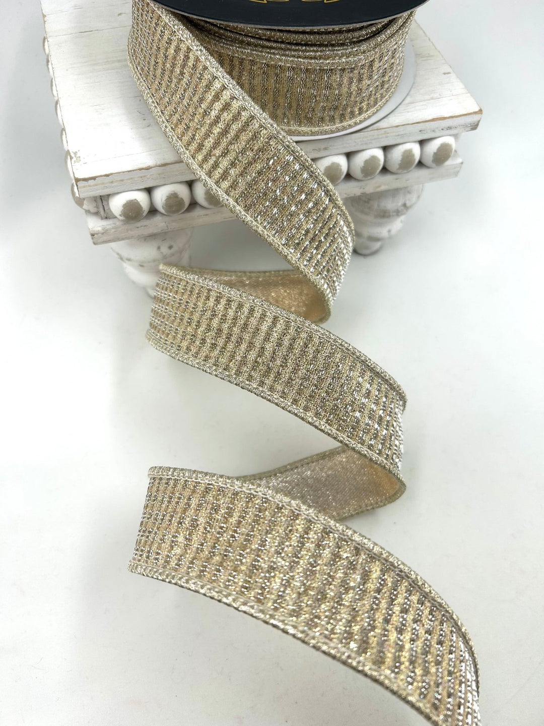 John Mark, Gold Square Dupion Trim Wired Ribbon - 1.5" - Greenery MarketWired RibbonJME-WN25-072-GOLD-1.5