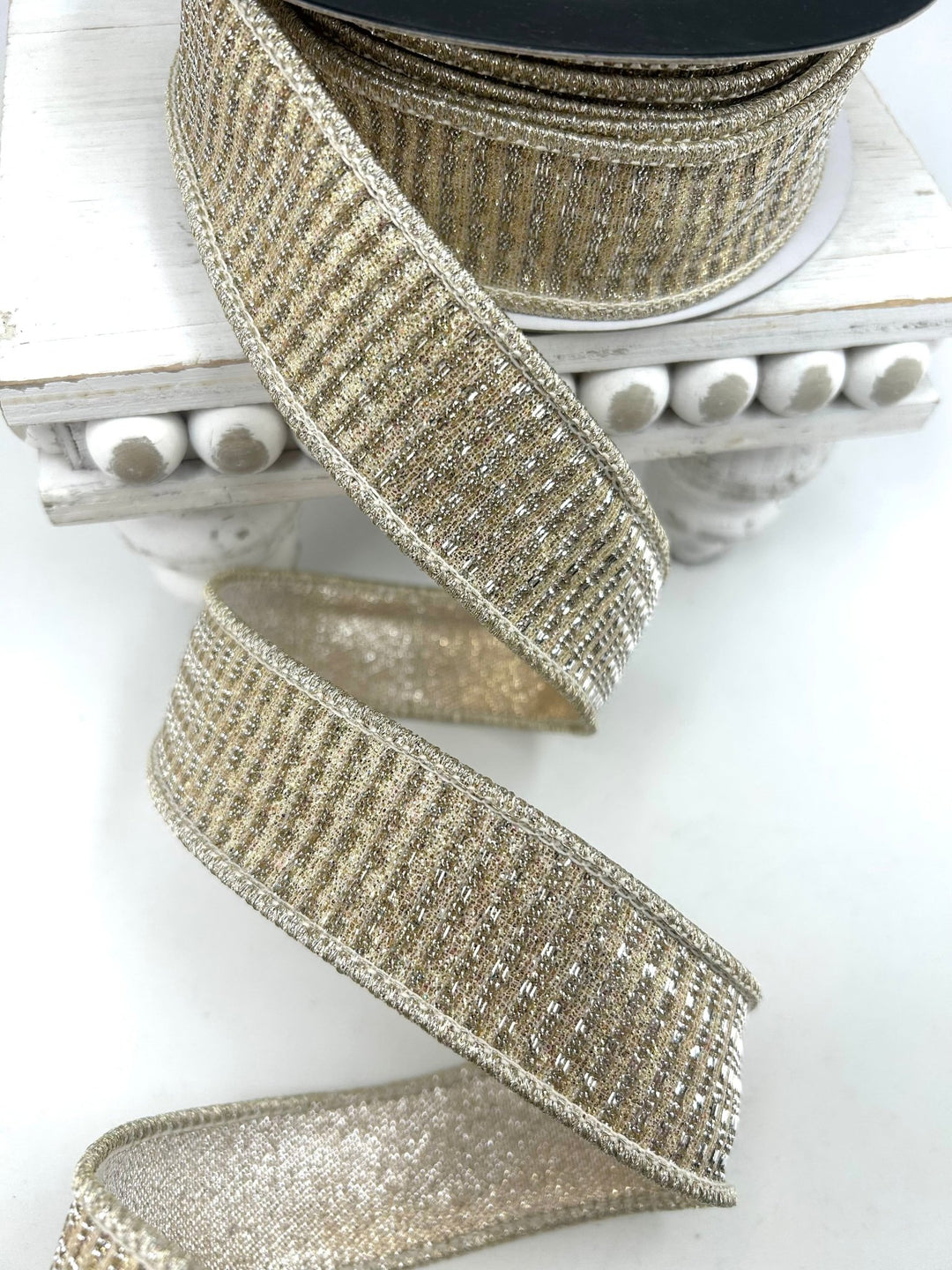 John Mark, Gold Square Dupion Trim Wired Ribbon - 1.5" - Greenery MarketWired RibbonJME-WN25-072-GOLD-1.5