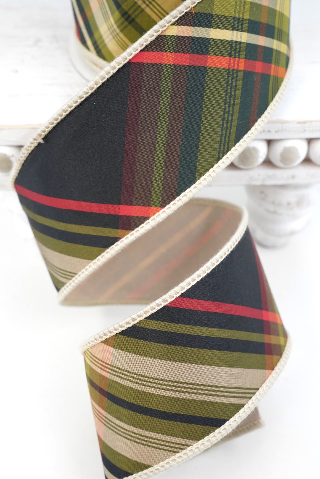 John Mark, Green Huntington Plaid Taffeta Wired Ribbon - 2.5" - Greenery MarketWired RibbonJME-WN25-040-GREEN-2.5
