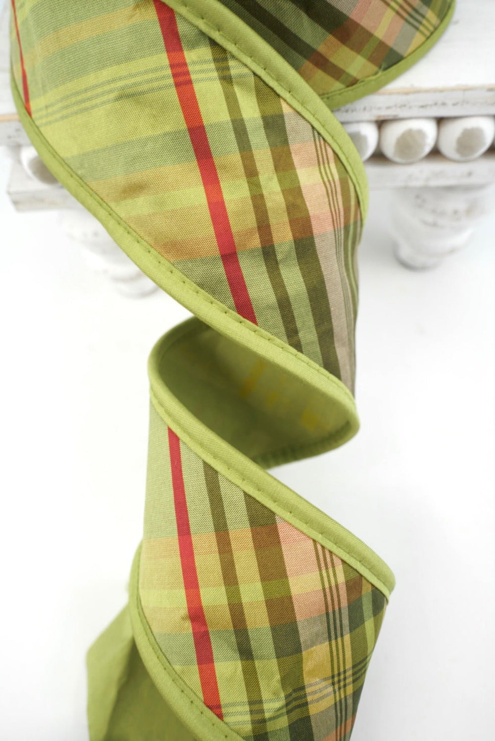 John Mark, Green Plaid Taffeta Wired Ribbon - 2.5" - Greenery MarketWired RibbonJME-WN25-036-GREEN-2.5