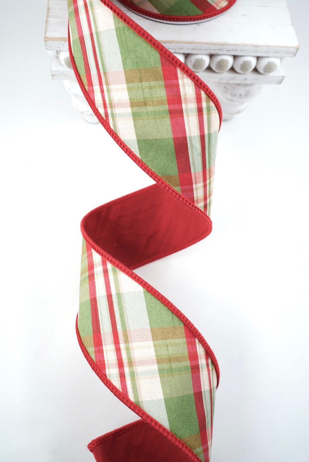 John Mark, Holiday Plaid, Wired Ribbon - 2.5” - Greenery MarketWired RibbonJME-WN25-095-RED-2.5