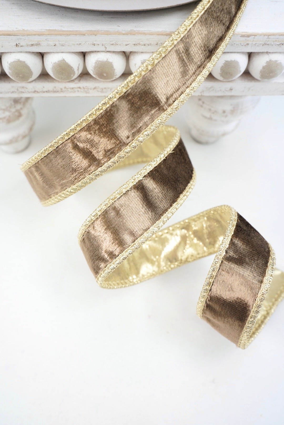 John Mark, Old Gold Smooth Velvet Dupion Wired Ribbon - 1" - Greenery MarketWired RibbonJME-WN25-003-OLDG-1