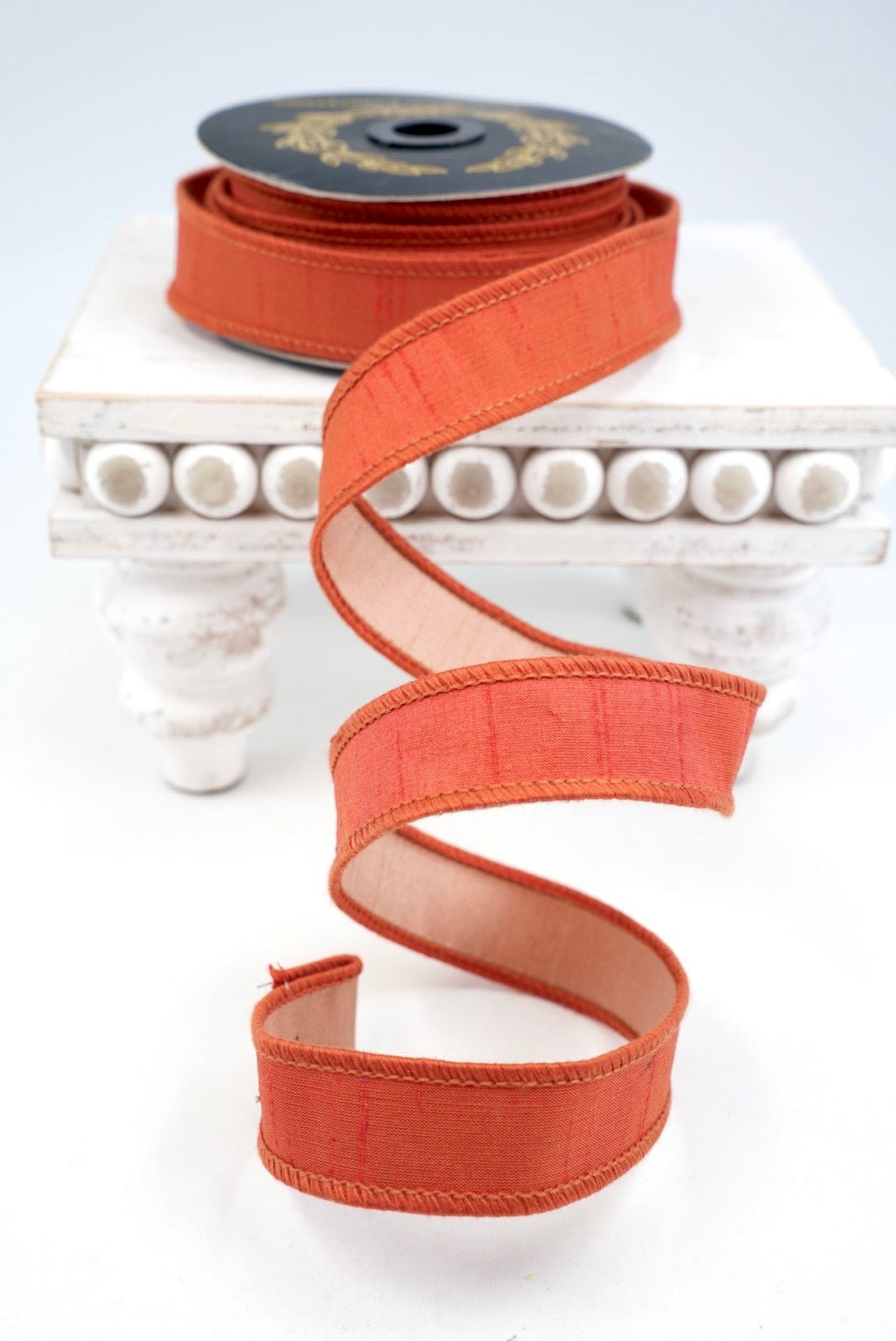 John Mark, Orange Dupion Wired Ribbon - 1" - Greenery MarketWired RibbonJME-WN25-014-ORG-1