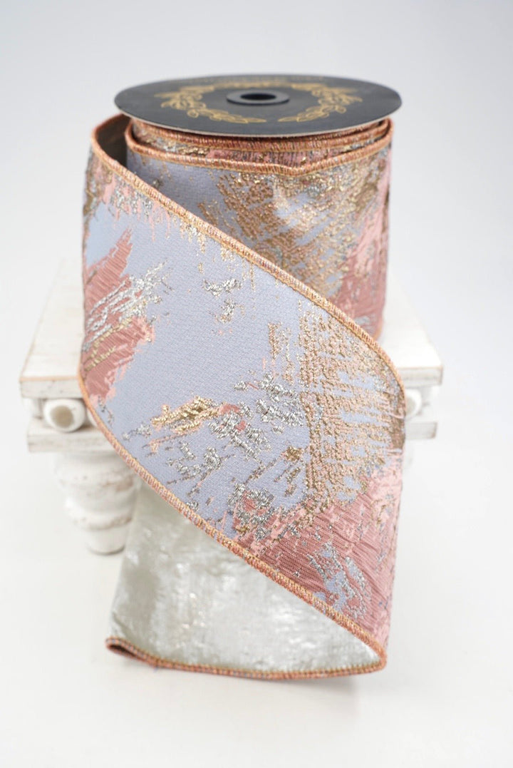John Mark, Pink, Blue, & Gold Metallic Dupion Wired Ribbon - 4" - Greenery MarketWired RibbonJME-WN25-144-PINK-4