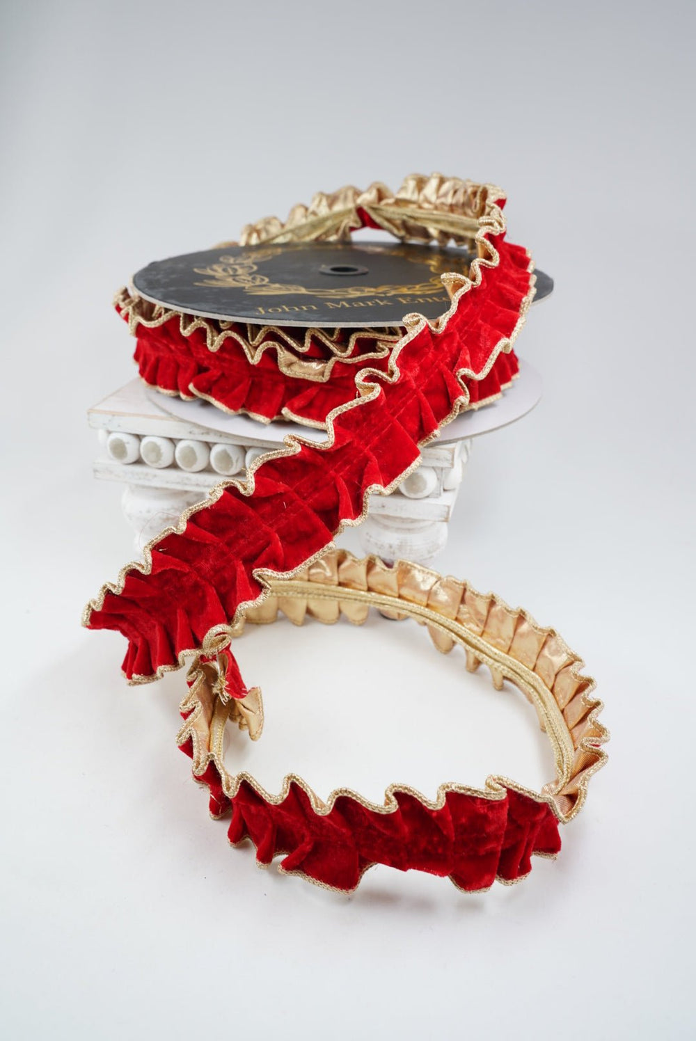 John Mark, Red Velvet Pleated Wired Ribbon - 1.5" - Greenery MarketWired RibbonJME-WN25-062-RED-1.5