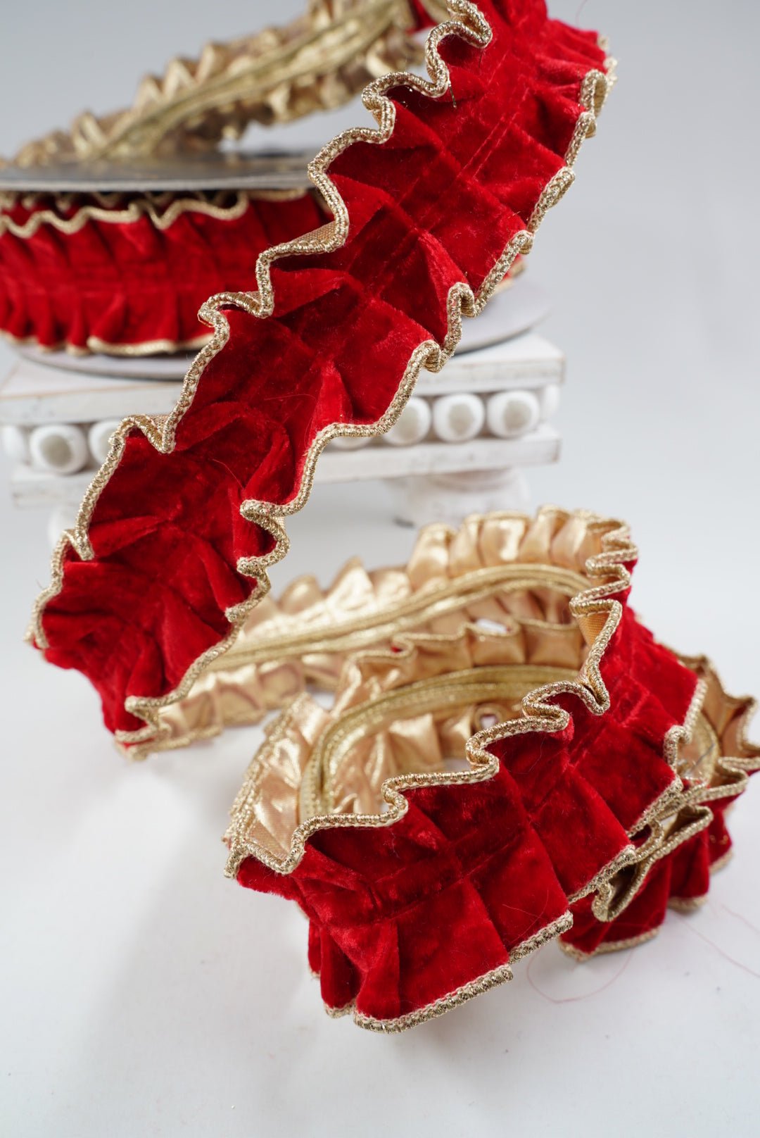 John Mark, Red Velvet Pleated Wired Ribbon - 1.5" - Greenery MarketWired RibbonJME-WN25-062-RED-1.5
