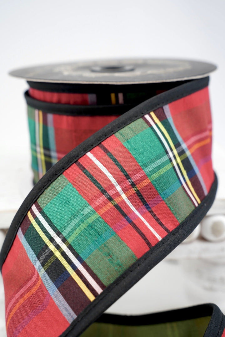 John Mark, Royal Stewart Plaid Dupion Wired Ribbon - 2.5" - Greenery MarketWired RibbonJME-WN25-037-PLAID-2.5