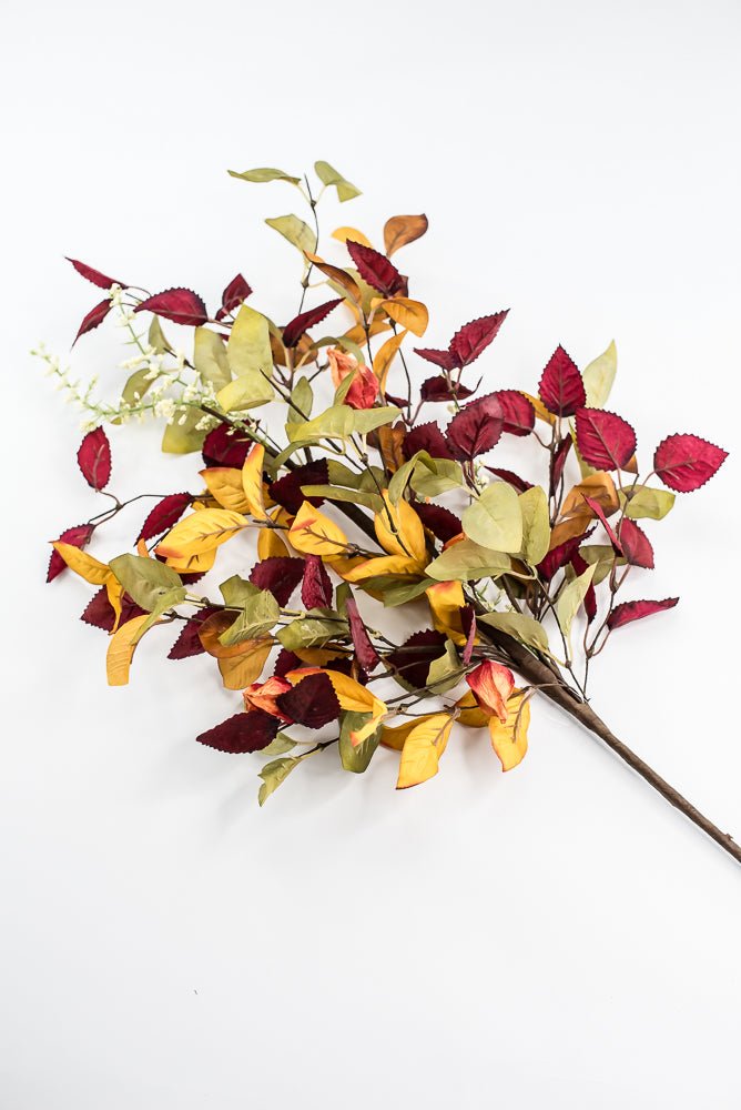 Lantern And Autumn Leaves Spray - Greenery Marketartificial flowers65113