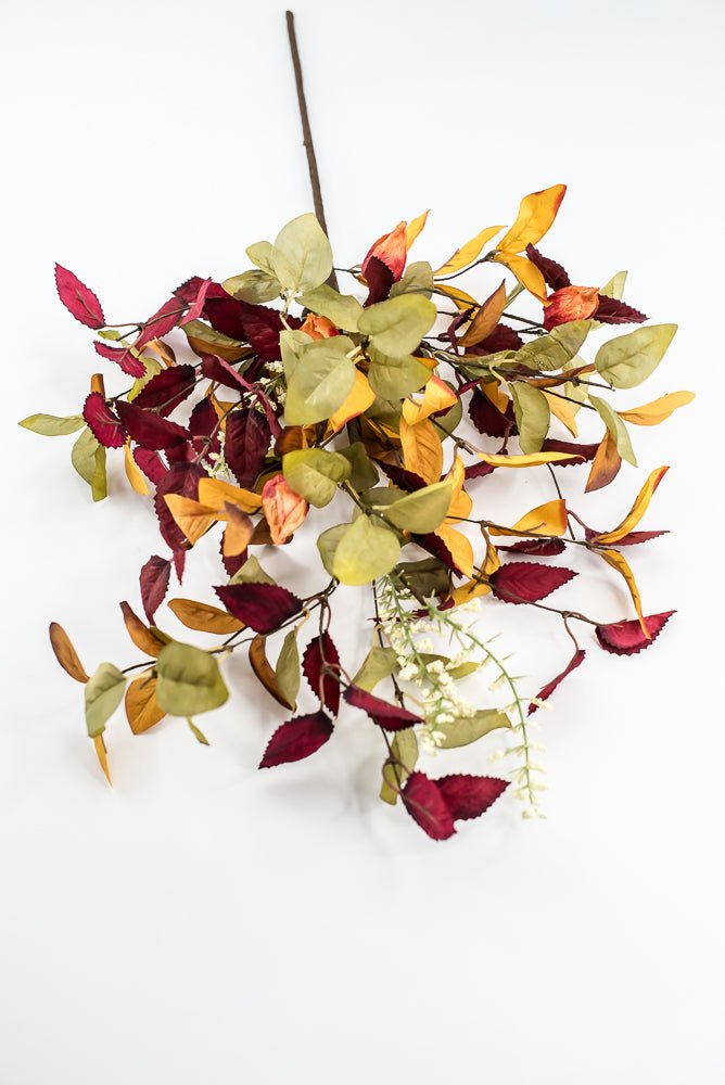 Lantern And Autumn Leaves Spray - Greenery Marketartificial flowers65113