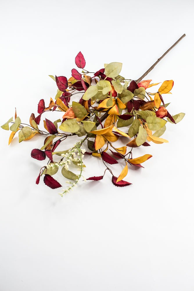 Lantern And Autumn Leaves Spray - Greenery Marketartificial flowers65113
