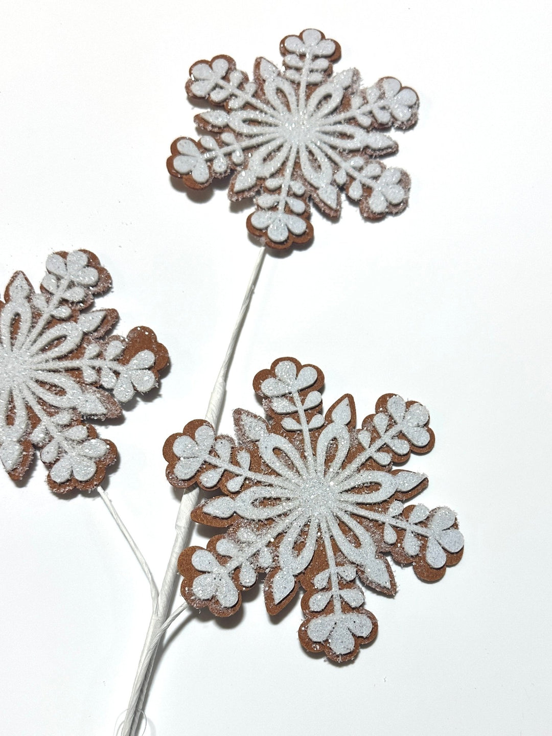 Large, gingerbread snowflake spray - Greenery MarketGF2342GINGWT