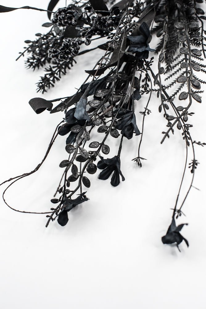 Large, Halloween Fern and berry spray - black 65267 - Greenery MarketArtificial Flora65267 - BK