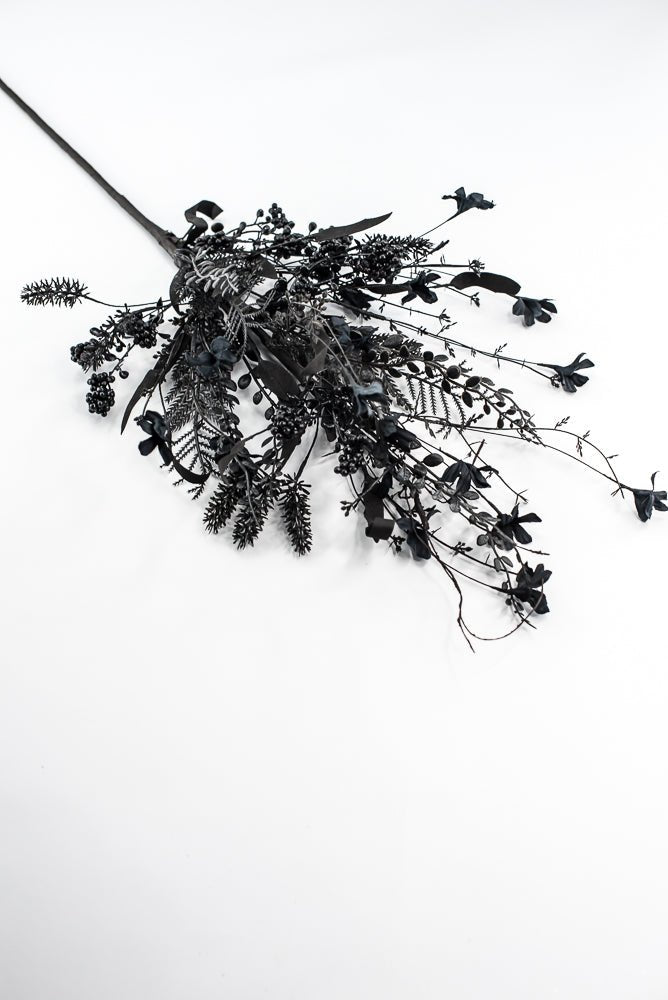 Large, Halloween Fern and berry spray - black 65267 - Greenery MarketArtificial Flora65267 - BK