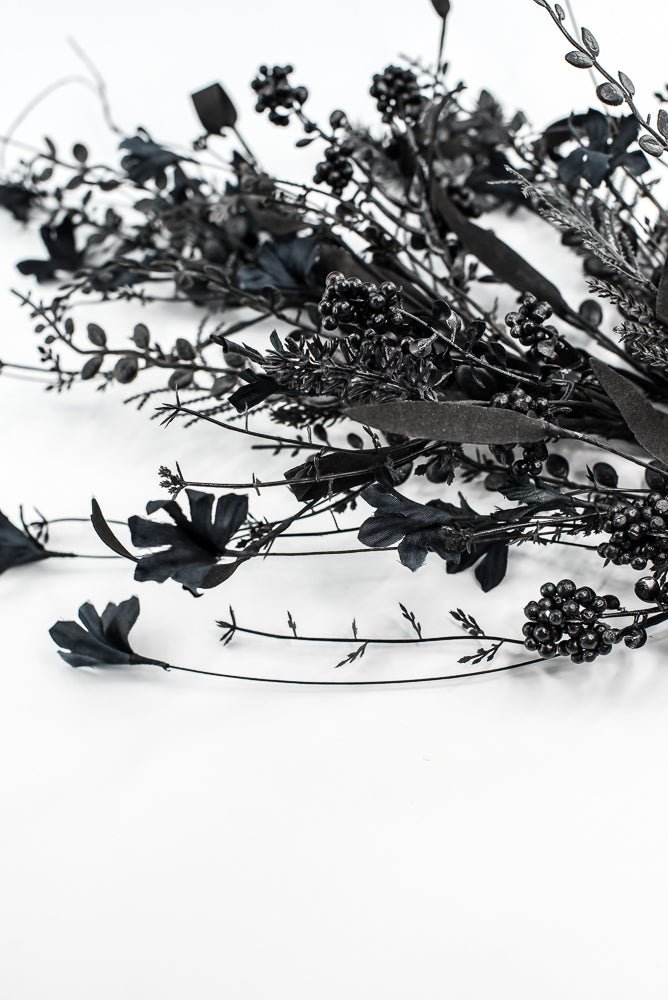 Large, Halloween Fern and berry spray - black 65267 - Greenery MarketArtificial Flora65267 - BK