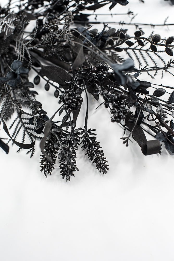 Large, Halloween Fern and berry spray - black 65267 - Greenery MarketArtificial Flora65267 - BK