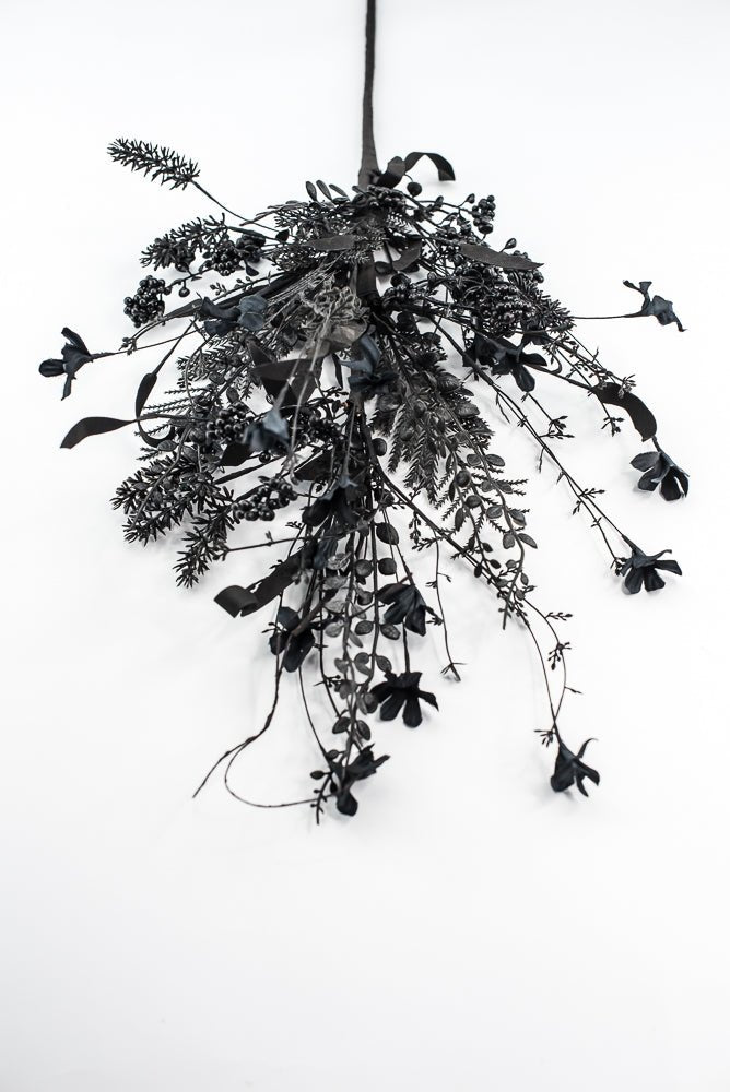 Large, Halloween Fern and berry spray - black 65267 - Greenery MarketArtificial Flora65267 - BK