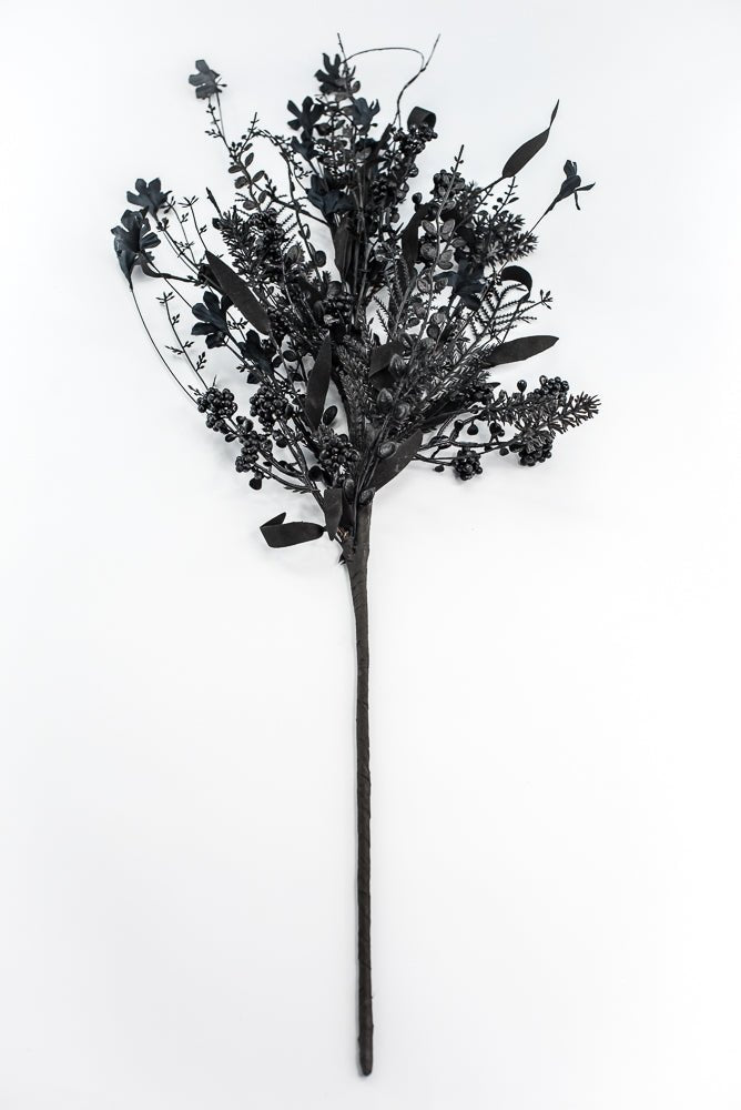 Large, Halloween Fern and berry spray - black 65267 - Greenery MarketArtificial Flora65267 - BK