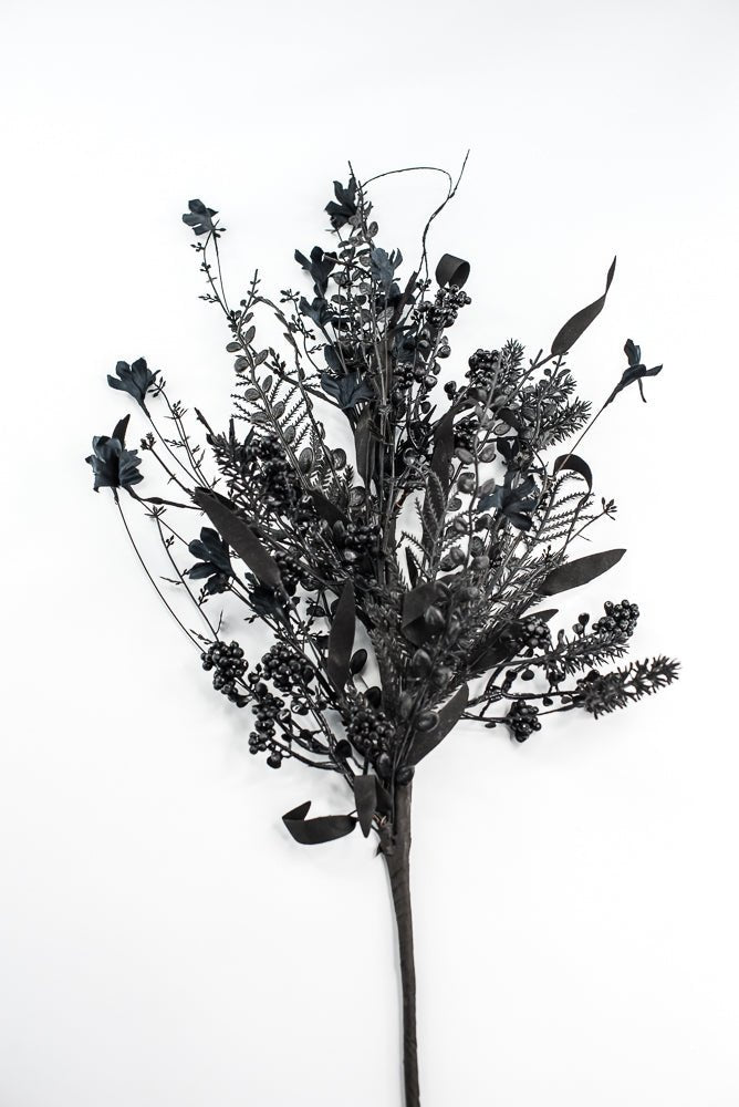 Large, Halloween Fern and berry spray - black 65267 - Greenery MarketArtificial Flora65267 - BK