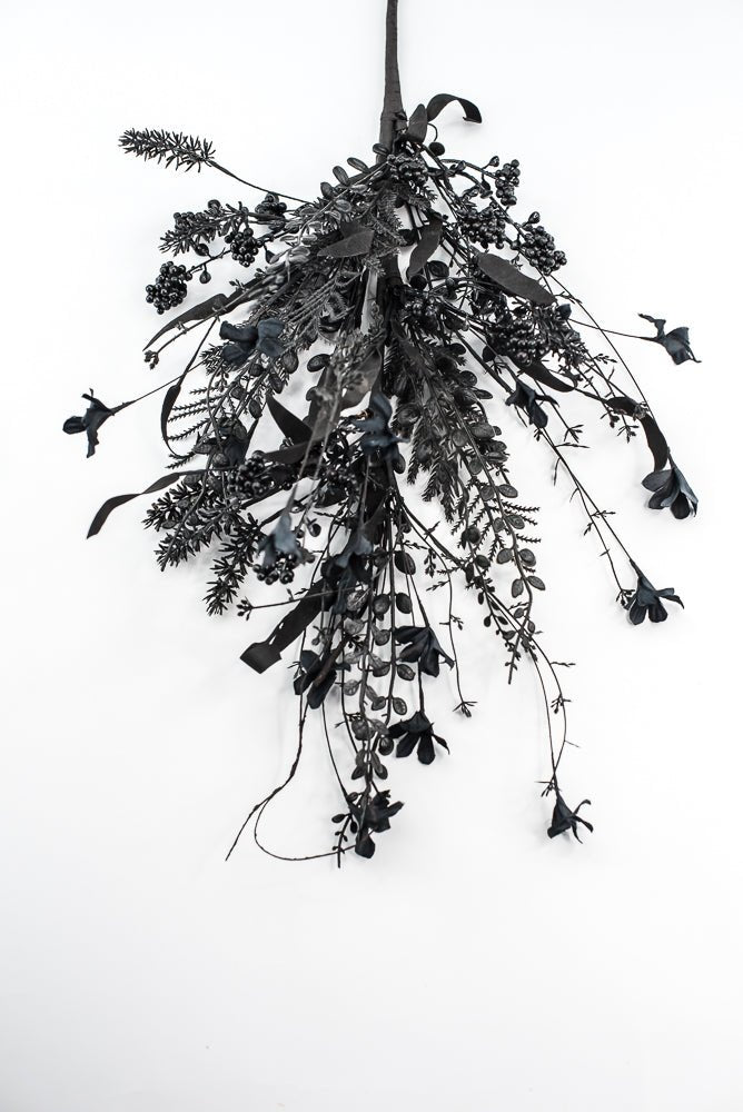 Large, Halloween Fern and berry spray - black 65267 - Greenery MarketArtificial Flora65267 - BK