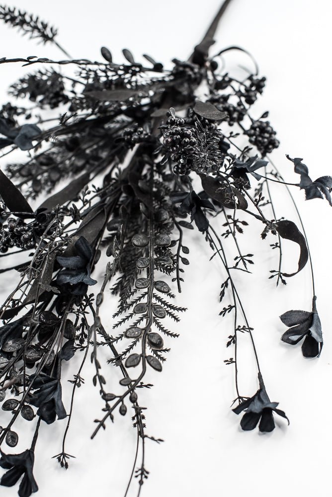 Large, Halloween Fern and berry spray - black 65267 - Greenery MarketArtificial Flora65267 - BK