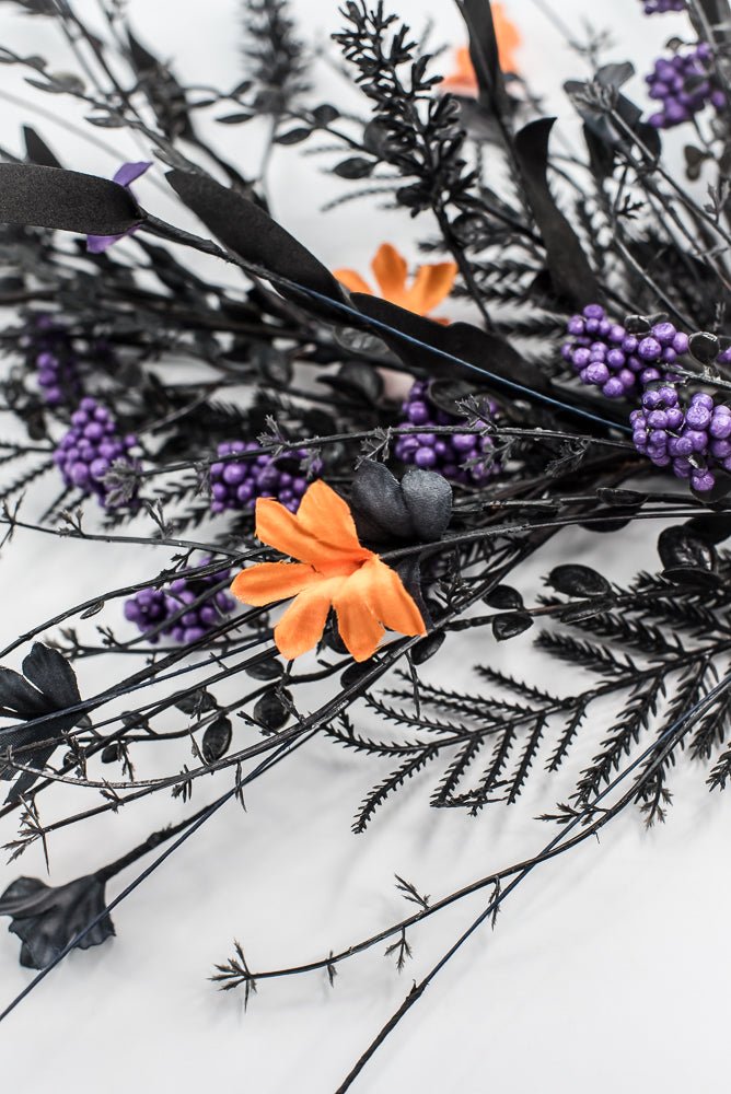 Large, Halloween Fern and berry spray - black, orange, and purple - Greenery MarketArtificial Flora65267 - PUPR