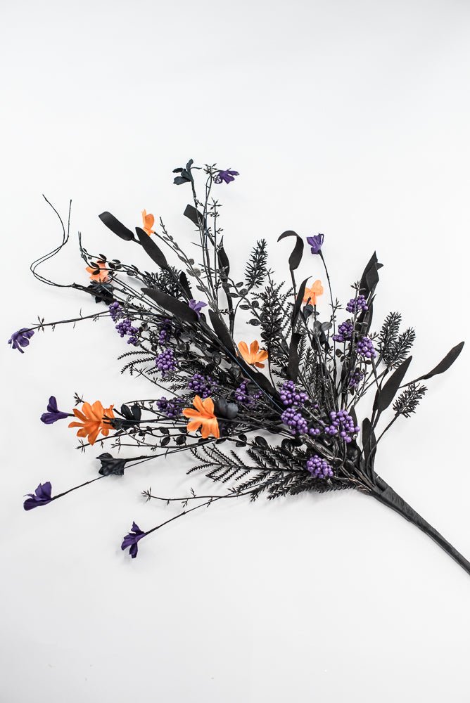 Large, Halloween Fern and berry spray - black, orange, and purple - Greenery MarketArtificial Flora65267 - PUPR