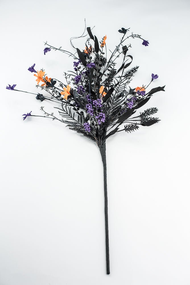 Large, Halloween Fern and berry spray - black, orange, and purple - Greenery MarketArtificial Flora65267 - PUPR