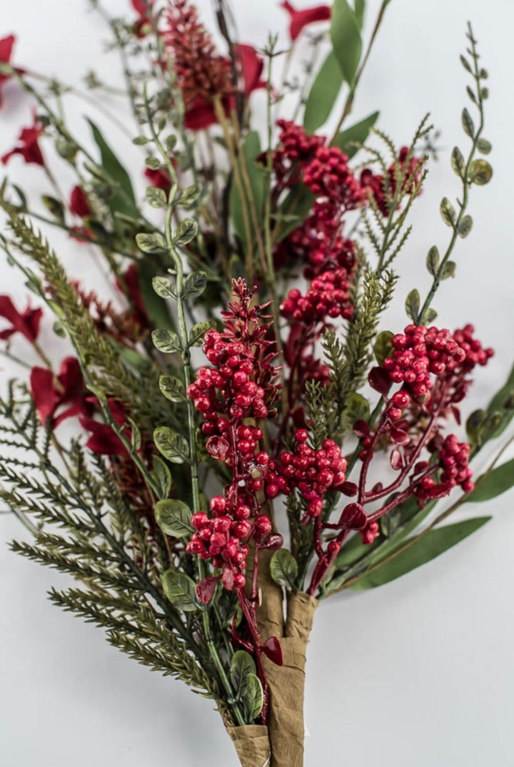Large, Holiday Fern and berry spray - red 65267 - Greenery MarketArtificial Flora65267-RD