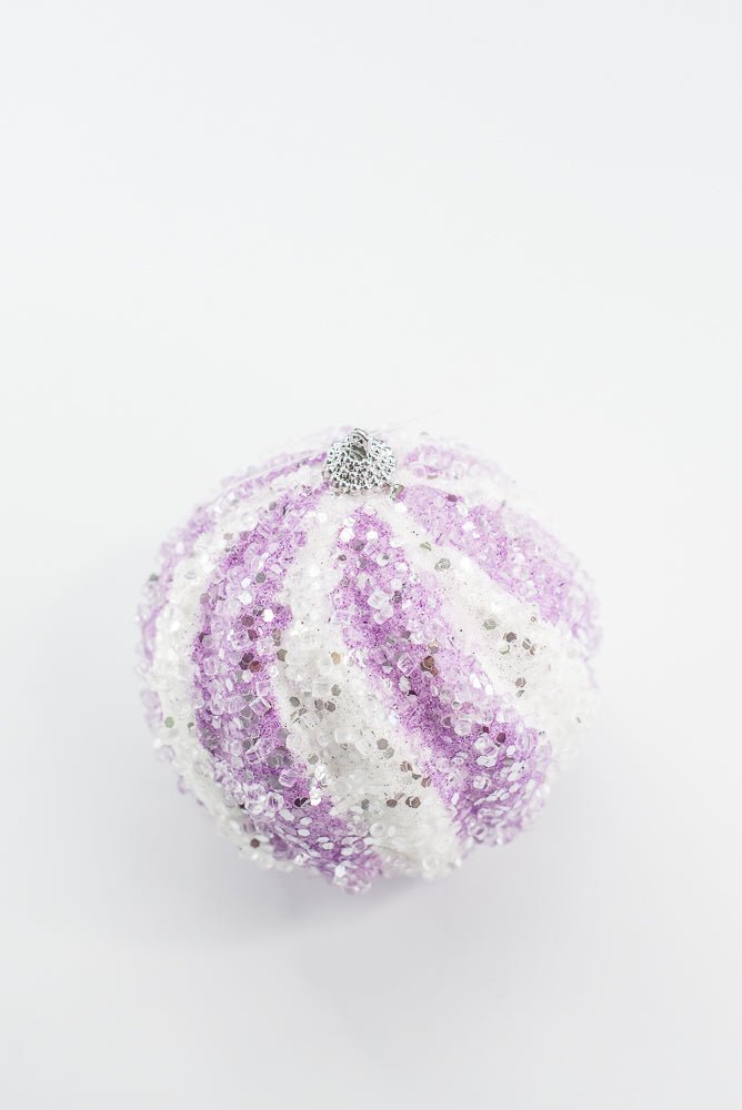 Lavender And White Ice Ball Ornament - Greenery Market40330 - LVWT