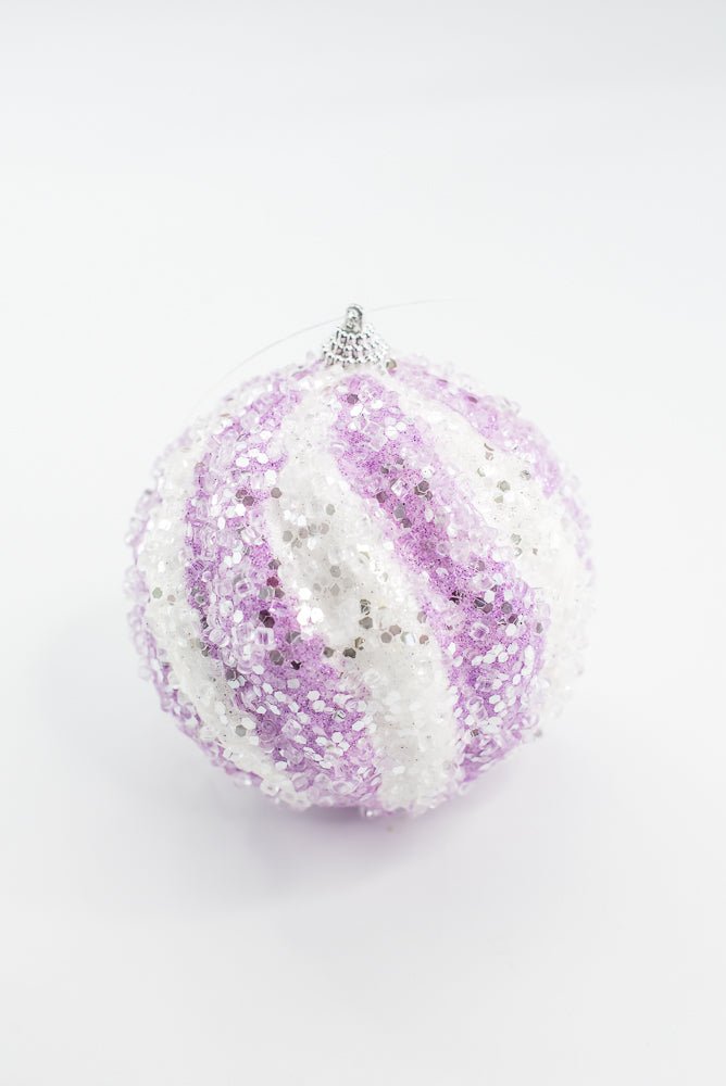 Lavender And White Ice Ball Ornament - Greenery Market40330 - LVWT