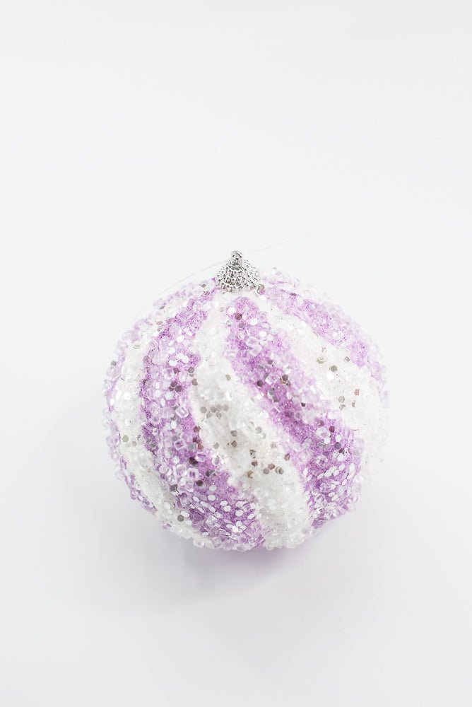 Lavender And White Ice Ball Ornament - Greenery Market40330 - LVWT