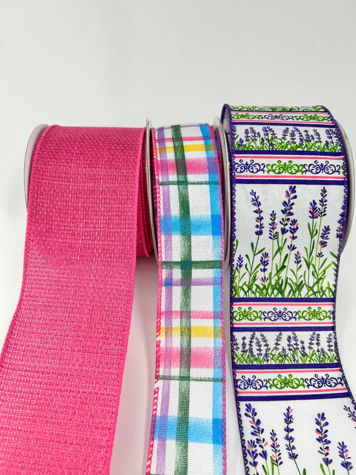 Lavender Bow Bundle x 3 wired ribbons - Greenery MarketWired ribbonLavPlaidX3