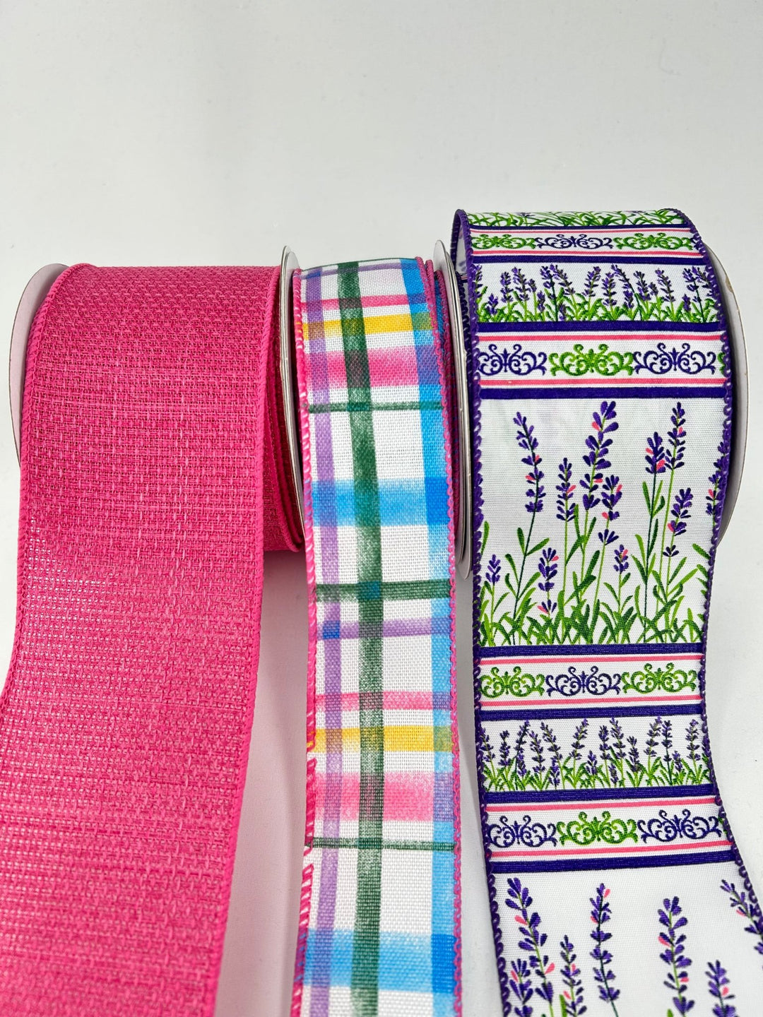Lavender Bow Bundle x 3 wired ribbons - Greenery MarketWired ribbonLavPlaidX3