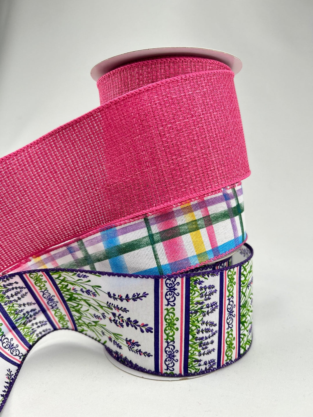 Lavender Bow Bundle x 3 wired ribbons - Greenery MarketWired ribbonLavPlaidX3