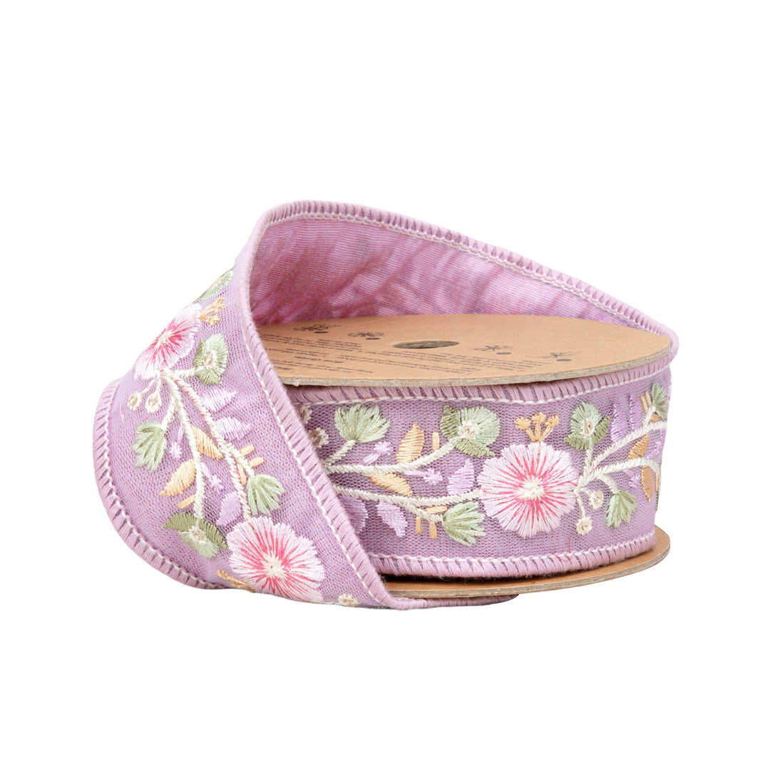 Lavender Flower Trim Wired Dupioni Ribbon - 1.5" - Greenery MarketWired Ribbon6935W-462-38C
