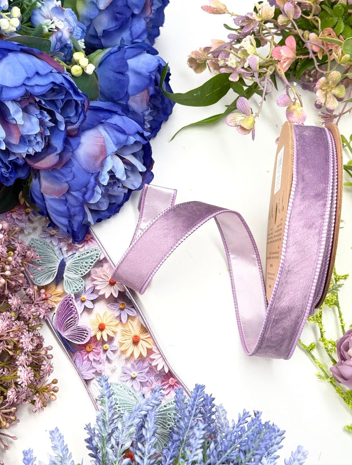 Lavender Reversible Velvet Wired Ribbon - 1" - Greenery MarketWired Ribbon7115W-430-25E