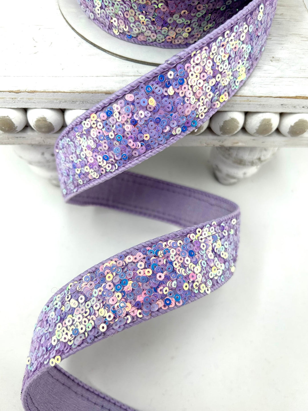 Lavender Sequins Sparkles Farrisilk Wired Ribbon - 1" - Greenery MarketRibbons & TrimRK798-70