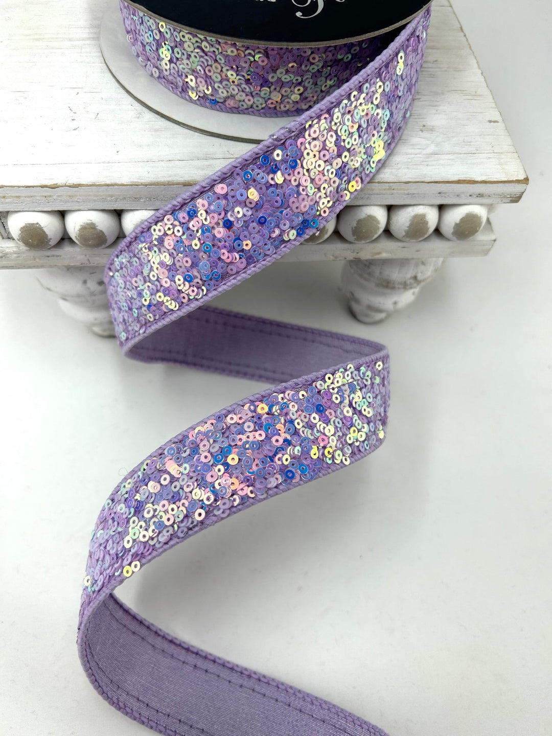 Lavender Sequins Sparkles Farrisilk Wired Ribbon - 1" - Greenery MarketRibbons & TrimRK798-70