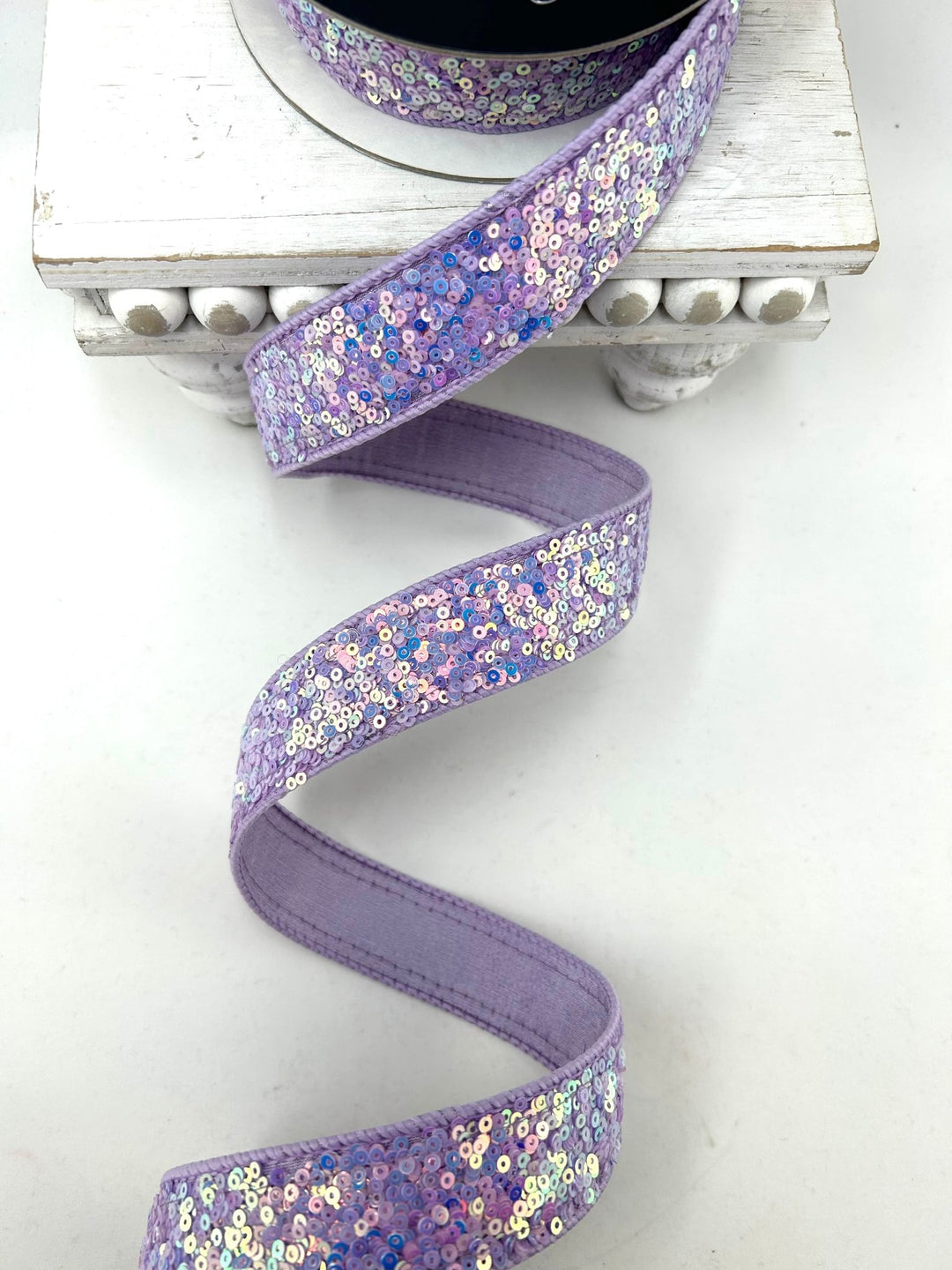 Lavender Sequins Sparkles Farrisilk Wired Ribbon - 1" - Greenery MarketRibbons & TrimRK798-70
