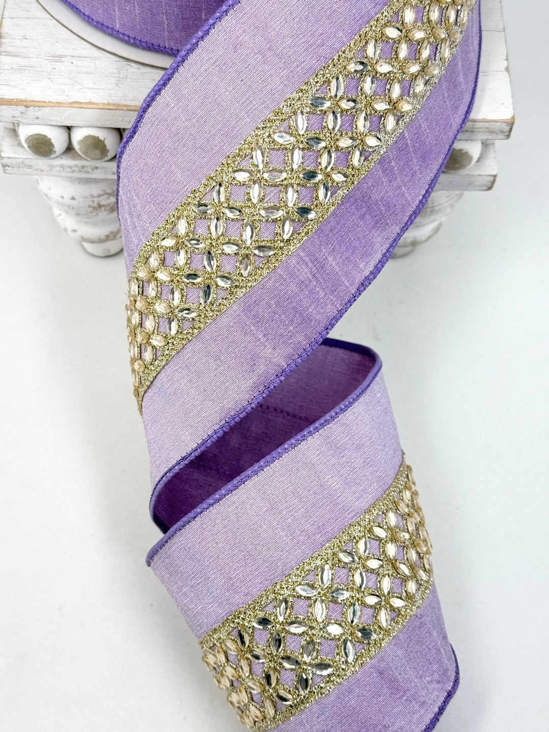 Lavender Spring Jewels Farrisilk wired ribbon AS IS - 4” - Greenery Marketwired ribbonRK005-70