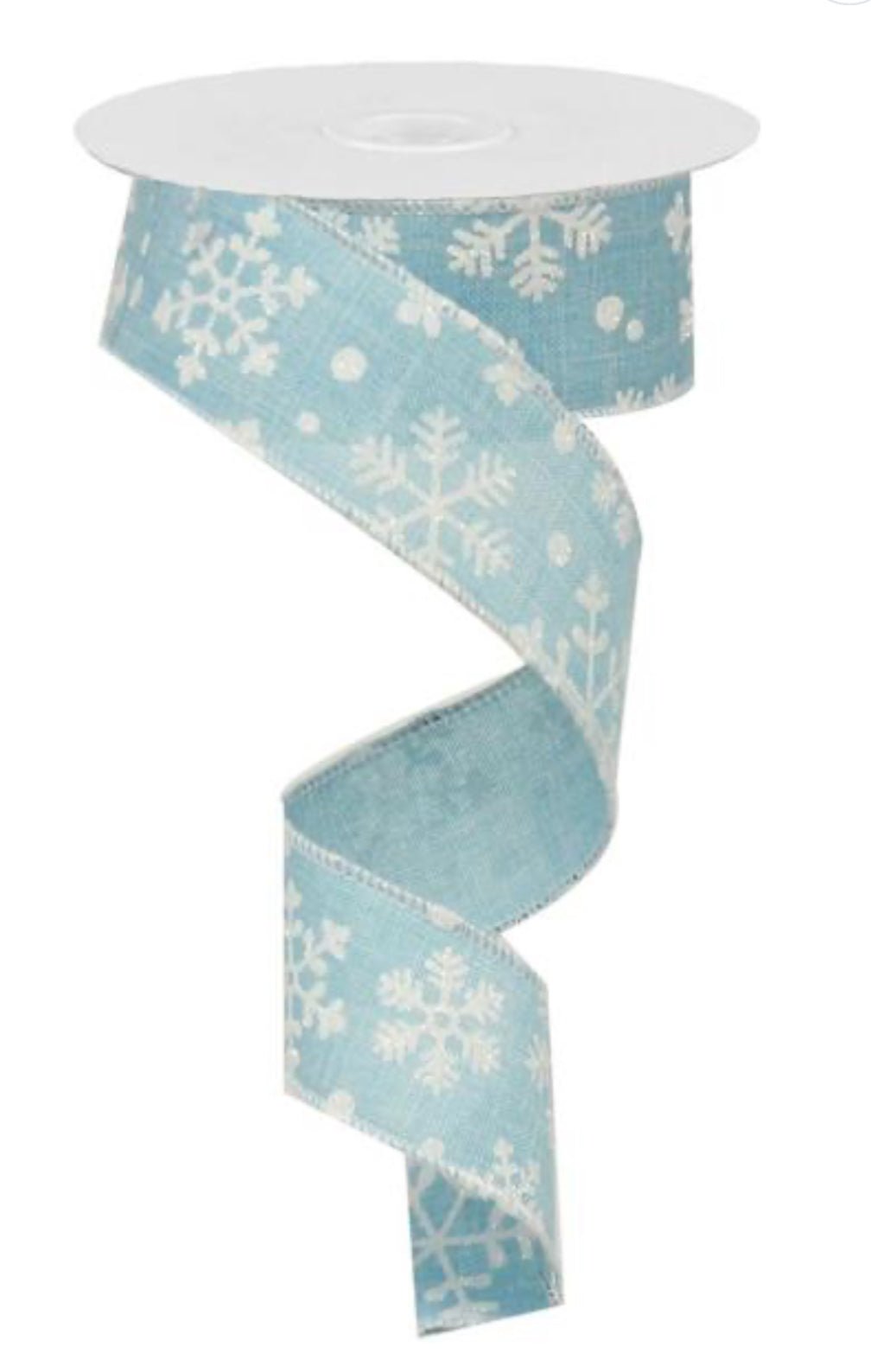 Light blue and white snowflakes wired ribbon , 1.5" - Greenery MarketRibbons & TrimRG0154814